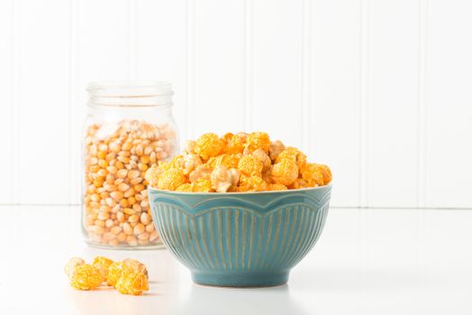 Caramel and cheese popcorn mix commonly referred to as Chicago mix.