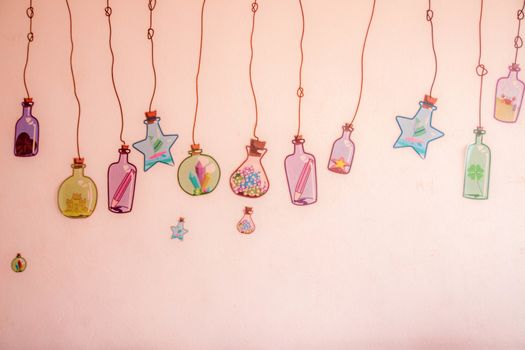 Pink background with stickers drinks Cocktail wallpapers.