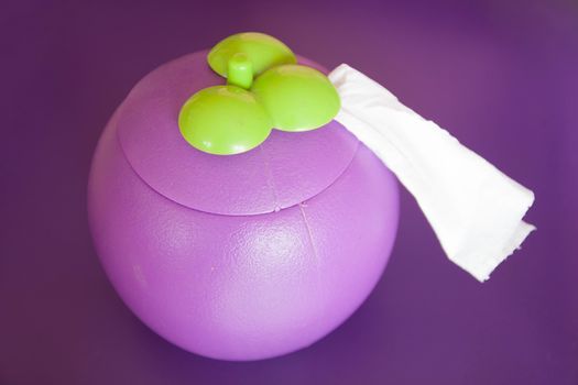 Tissue Box Purple Mangosteen on the purple background, such as a box.