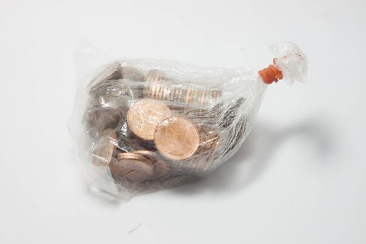 Clear plastic bag put dollars THB Thailand. Tied with a rubber