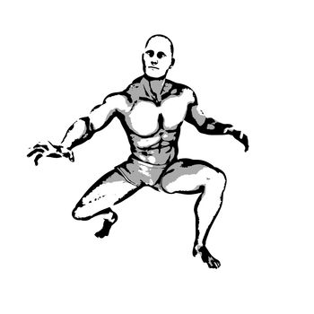 Comic Book Hero Pose in Sketch Ink Illustration