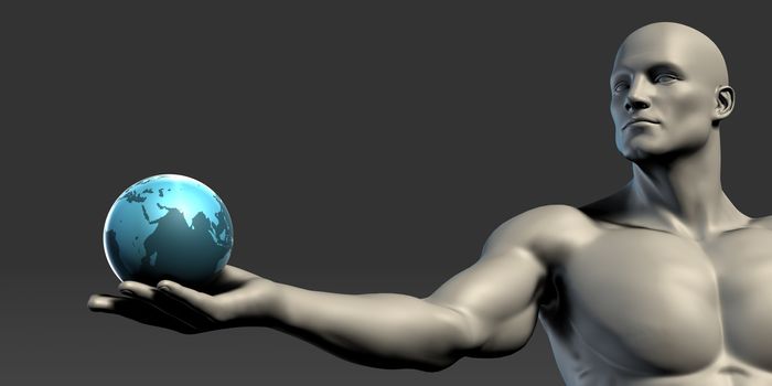 Man Holding an Earth Globe in his Palm