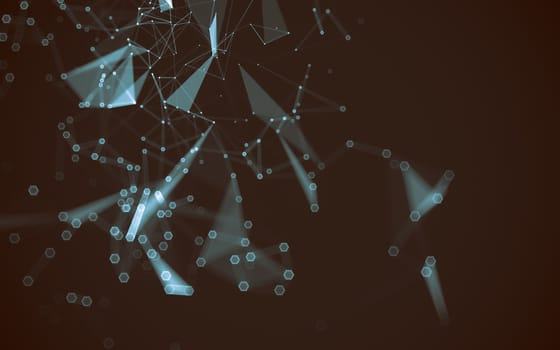 Abstract polygonal space low poly dark background with connecting dots and lines. Connection structure. 3d rendering