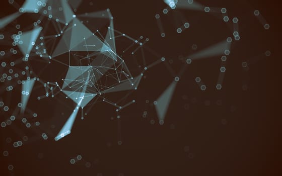 Abstract polygonal space low poly dark background with connecting dots and lines. Connection structure. 3d rendering