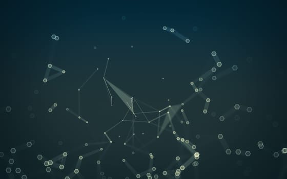 Abstract polygonal space low poly dark background with connecting dots and lines. Connection structure. 3d rendering