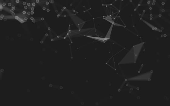 Abstract polygonal space low poly dark background with connecting dots and lines. Connection structure. 3d rendering