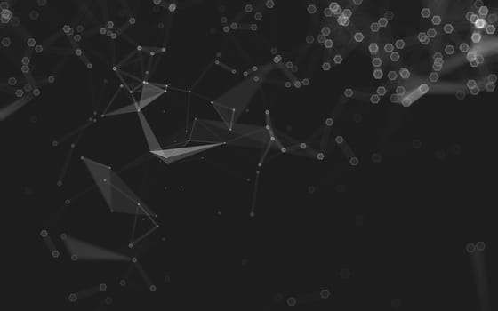 Abstract polygonal space low poly dark background with connecting dots and lines. Connection structure. 3d rendering