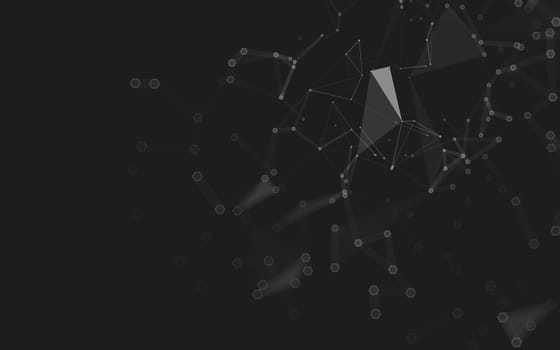 Abstract polygonal space low poly dark background with connecting dots and lines. Connection structure. 3d rendering