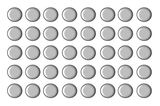 Round Button series Button Set Unlabeled and gray against white background.