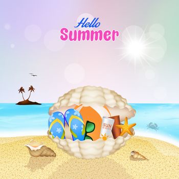 illustration of hello summer