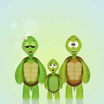 illustration of turtles family