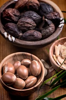Composition of argan fruits, used for skin care