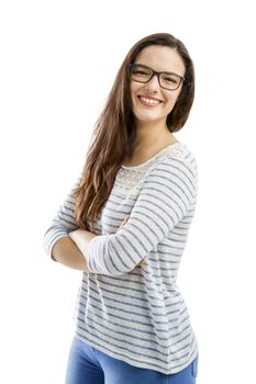 Lovely woman smiling at the camera with her arms folded