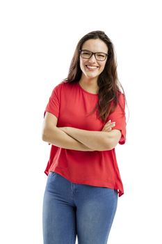 Lovely woman with arms folded and smiling