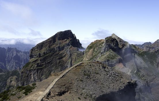 the high mountains at madeira island called pico arieiro, the top is 1818 meters above sea level