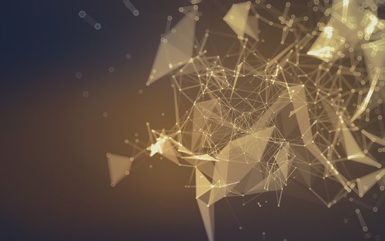 Abstract polygonal space low poly dark background with connecting dots and lines. Connection structure. 3d rendering