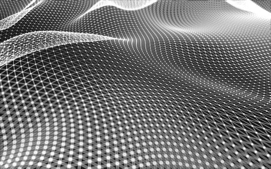 Abstract polygonal space low poly dark background with connecting dots and lines. Connection structure. 3d rendering