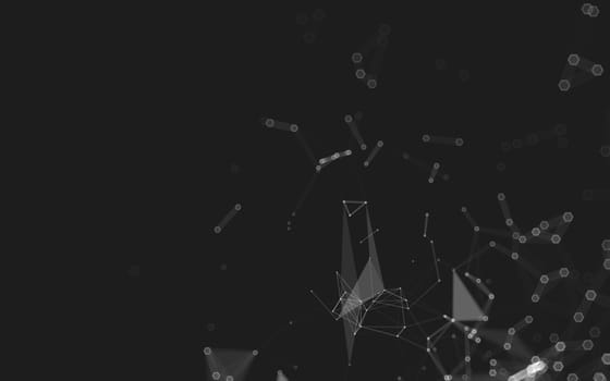 Abstract polygonal space low poly dark background with connecting dots and lines. Connection structure. 3d rendering