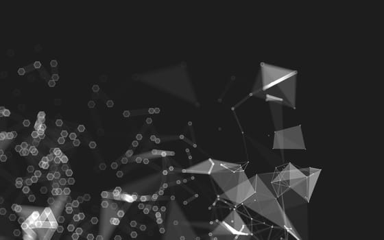 Abstract polygonal space low poly dark background with connecting dots and lines. Connection structure. 3d rendering