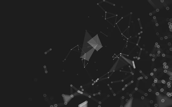 Abstract polygonal space low poly dark background with connecting dots and lines. Connection structure. 3d rendering