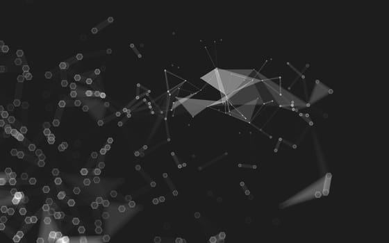 Abstract polygonal space low poly dark background with connecting dots and lines. Connection structure. 3d rendering