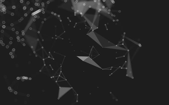 Abstract polygonal space low poly dark background with connecting dots and lines. Connection structure. 3d rendering