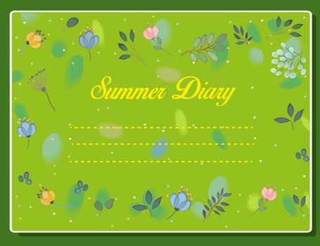 Summer diary inscription with floral background.  Illustration