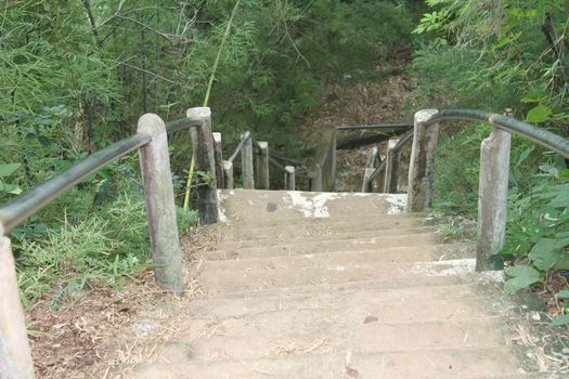 Stairs walking down the hills in Roi Et in Thailand.