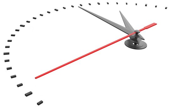 Clock and timestamp without numbers. Isolated 3D rendering on white background