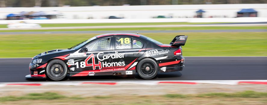 MELBOURNE, WINTON/AUSTRALIA, 22 MAY , 2016: Kumho Tyre Australian V8 Touring Car Series - Matt Chahda (Cavalier Homes) during Race 3 at Winton Raceway.
