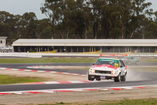 MELBOURNE, WINTON/AUSTRALIA, 20 MAY , 2016: Classic race cars battle it out at the Touring Car Masters Series, Round 3 at Winton.