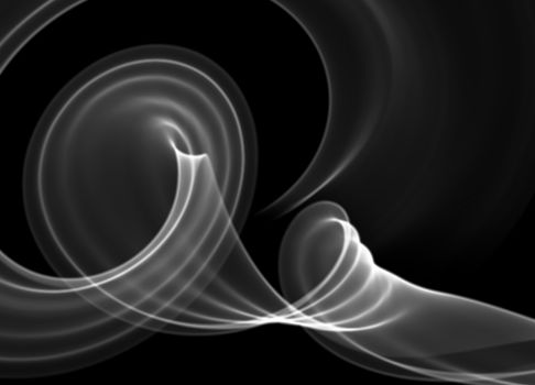 abstract white smoke over black background with copyspace.