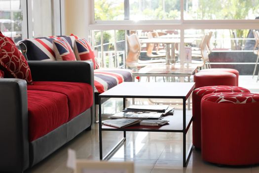 living room sofa red restaurant.