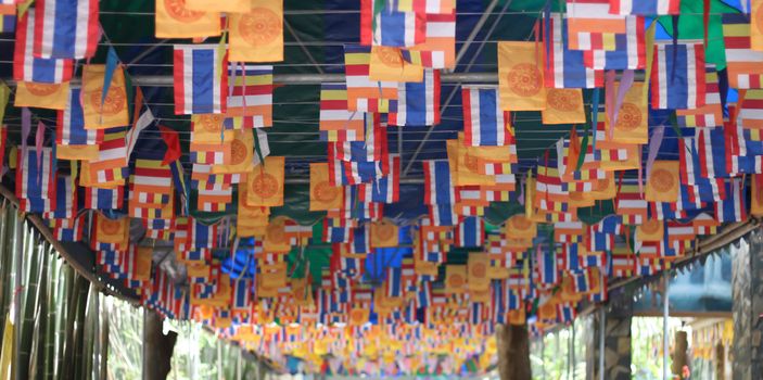 Thailand Buddhist flag In ceremony