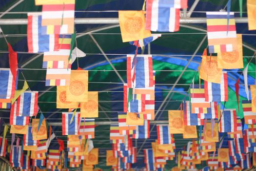 Thailand Buddhist flag In ceremony