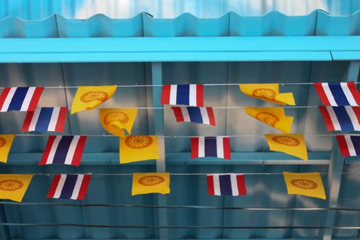 Thailand Buddhist flag In ceremony