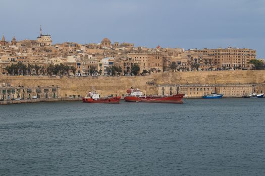 Maltese capital Valletta, which is on the World Heritage Site and European Capital of Culture in the near future. Mediterreanean sea and the fortress.