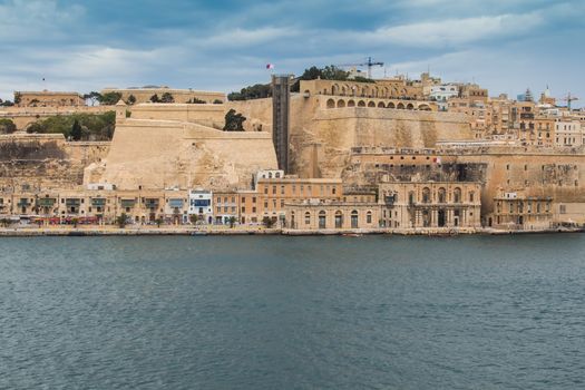 Maltese capital Valletta, which is on the World Heritage Site and European Capital of Culture in the near future. Mediterreanean sea and the fortress.