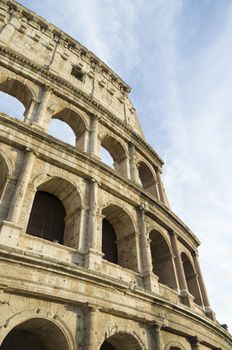 Classic view of the Roman Colosseum from the outside