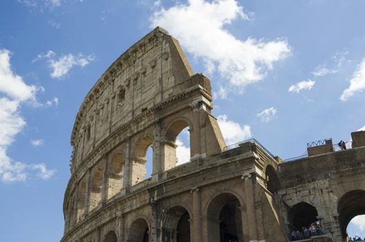 Classic view of the Roman Colosseum from the outside