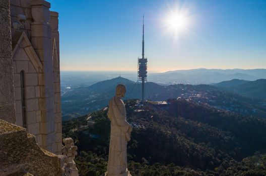 Temple of the Sacred Heart is located on Mount Tibidabo. Designed by the architect Enric Sagnier