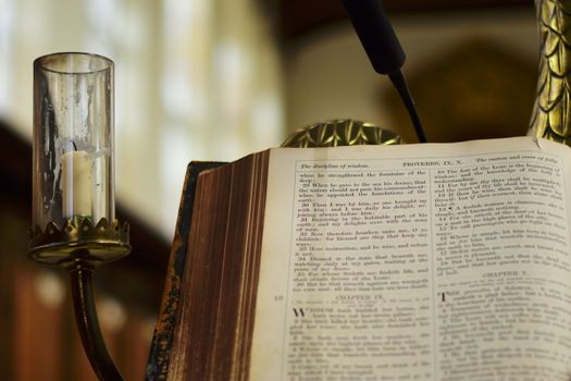 Open Bible on Pulpit