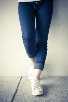 blue jeans and sneakers