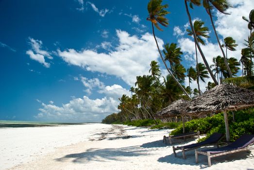 Beautiful beach of white sand in Matemwe, Zanzibar