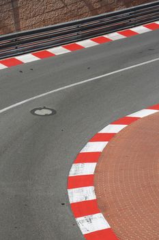Texture of Motor Race Asphalt and Curb on Monaco Montecarlo Grand Prix Street