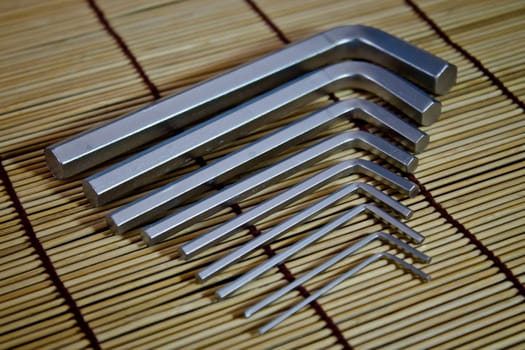 Lined tools on wooden pattern