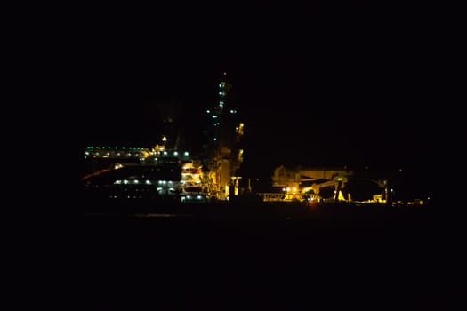 Freighter shot at night