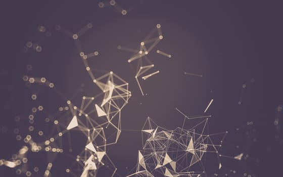 Abstract polygonal space low poly dark background with connecting dots and lines. Connection structure. 3d rendering