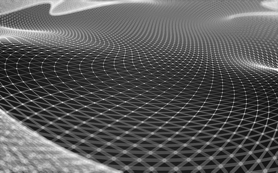 Abstract polygonal space low poly dark background with connecting dots and lines. Connection structure. 3d rendering