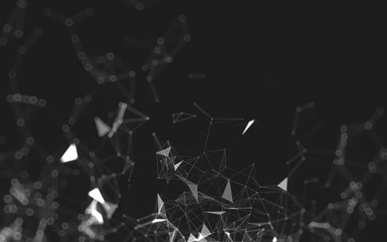 Abstract polygonal space low poly dark background with connecting dots and lines. Connection structure. 3d rendering